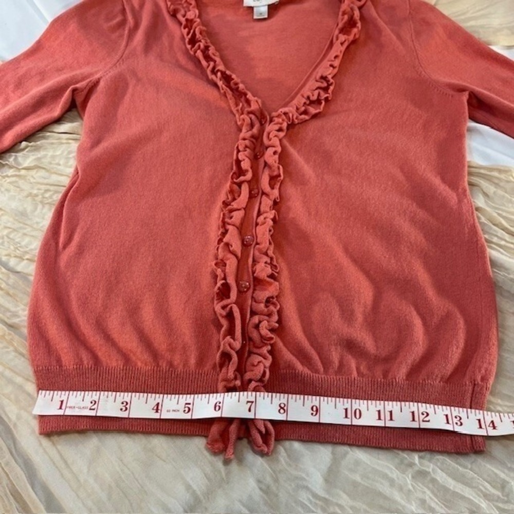 Ann Taylor Loft Womens Coral Long Sleeve Button Down Cardigan Size M - Picture 6 of 9